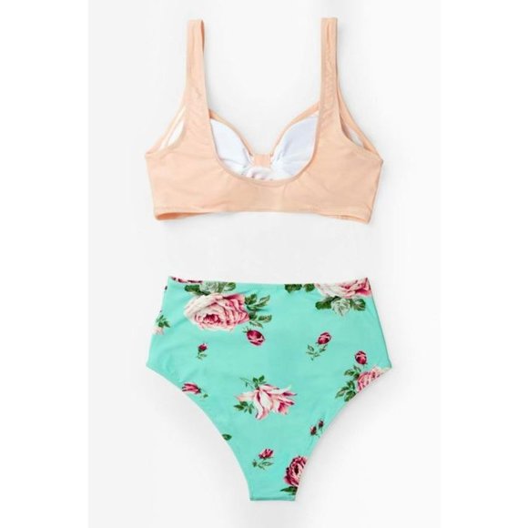 Cupshe Peach And Floral Knot High Waisted Bikini S - Picture 3 of 5